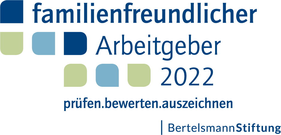 Logo Familienfreundlicher Arbeitgeber 2022 der Bertelsmannstiftung